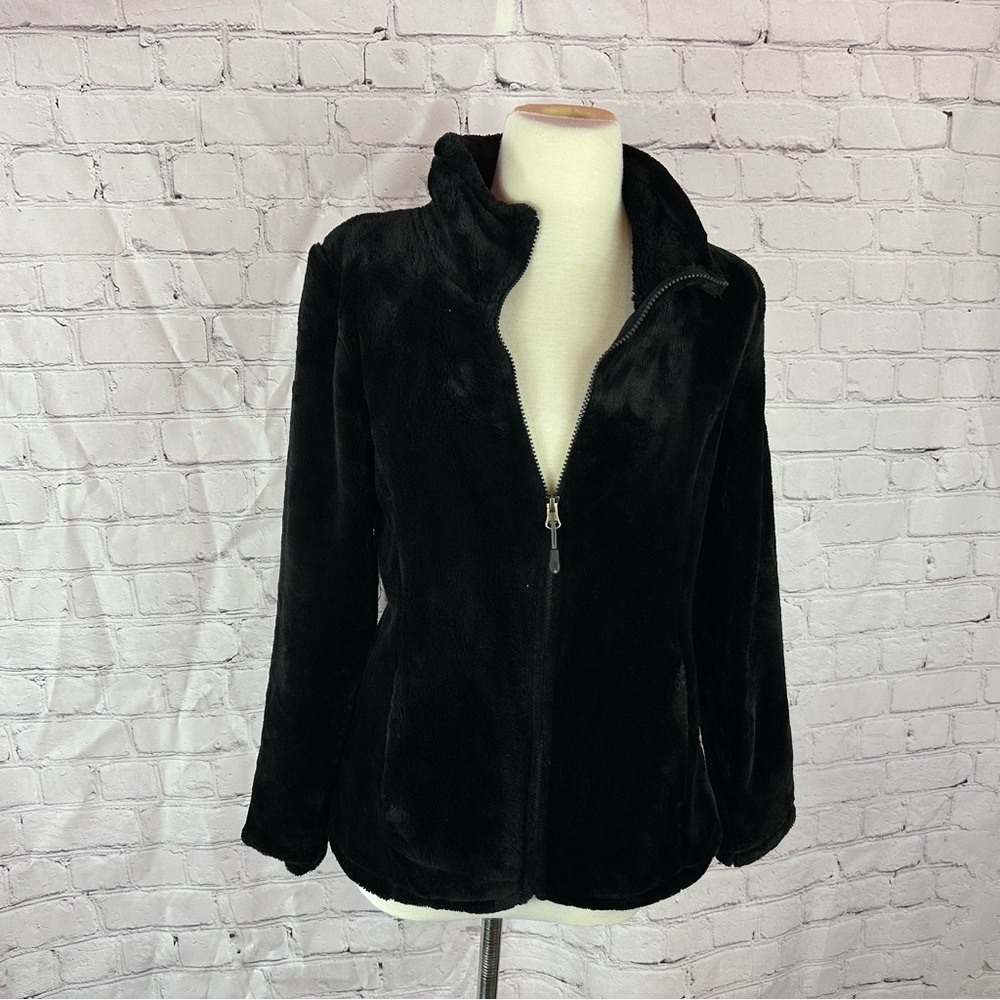 32 Degrees Heat Womens S Black full zip fuzzy Teddy Jacket cozy layer outdoor